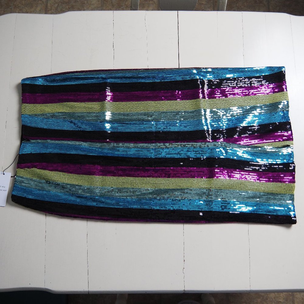 NWT Striped Sequin Skirt - Picture 5 of 11
